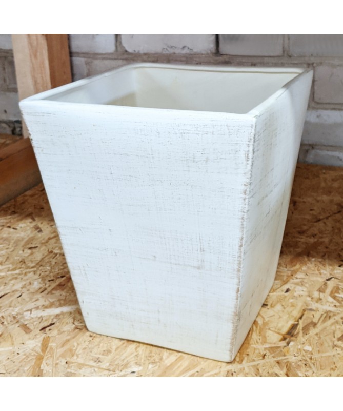 Kvadratas 32 cm keramikos vazonas baltas